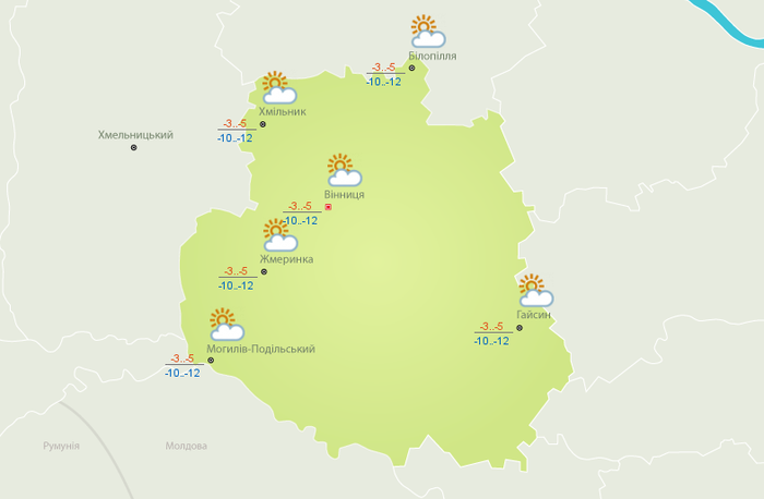 Гідрометеорологічні умови у Вінницькій області 18 лютого 2021 року